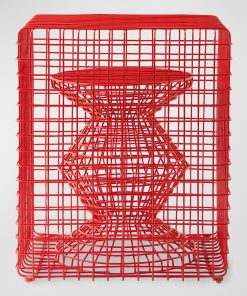 Zig Zag Wire Stool, Red
