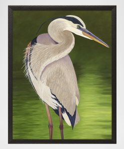 "Moonlight Blue Heron" Framed Giclee by Barbara Fallenbaum
