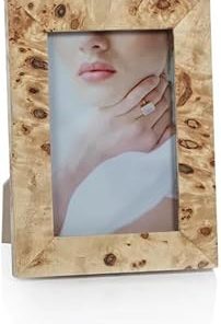 Zodax Deluxe Burl Wood Veneer Photo or Picture Frame (4x6)