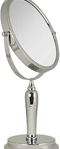 Zadro Anaheim 8.75” Round Non-Lighted Makeup Mirror 5X 1X Magnifying Makeup Mirrors Rotating Head Makeup Mirror for Desk