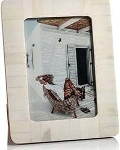 Zodax Côte d'Ivoire White Bone Inlay Photo or Picture Frame with Rounded Corners (4x6)
