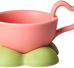 ZHEXUNDIAN Coffee Cup Saucer Set Floral Tea Cup Coffee Mug Ceramic Water Cup with Saucer and Spoon (Color : 4pcs)