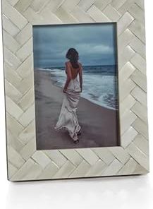Zodax White Bone Braided Photo or Picture Frame (5x7)