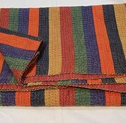 YUVANCRAFTS Handmade Patch Work Kantha Quilt Handmade Pure Cotton Kantha Quilt Queen Blanket Bedspreads Throw