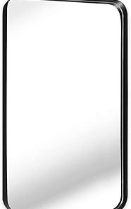 zenmag Bathroom Mirror for Wall, 36"×24" Rectangle Metal Framed Wall Mirrors Large Wall-Mounted Mirror for Bathroom Bedroom Living Room Entryway Decor Black