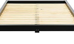 Yume Modern Solid Wood Platform Bed with Japanese Joinery, Black Finish, Queen