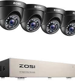 ZOSI 1080p Home Security Cameras System,5MP Lite H.265+ 8CH 1080P CCTV DVR and 4pcs 2.0MP 1920TVL Weatherproof Surveillance Cameras Outdoor Indoor,80ft Night Vision,Motion Alert,Remote Access(No HDD)