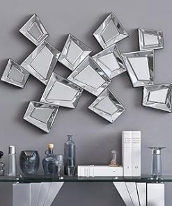 ZURI Furniture 44" Modern Bryder Unique Rectangle Silver Mirror