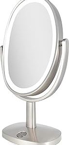 Zadro Newport 10" by 18" Oval LED Lighted Makeup Mirror with Magnification 5X/1X Touch Control Makeup Mirror with Lights
