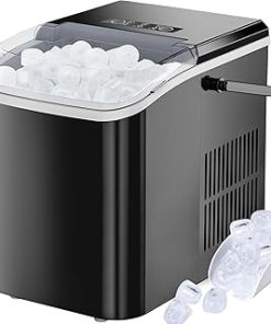 ZAFRO Nugget Ice Maker Up to 35lbs of Ice a Day,Self-Cleaning Nugget Ice Maker Countertop,Removable Ice Basket&Scoop,Black