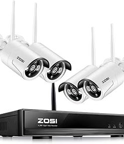 ZOSI Wireless Security Cameras System 1080P HD WiFi NVR and 4pcs 100ft Night Vision 1.0MP 720P Indoor Outdoor Wireless CCTV Cameras, AUTO-PAIR, Smartphone Remote Access (NO Hard Drive)