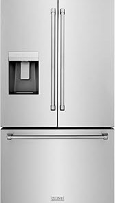 Z Line Kitchen and Bath ZLINE 36 in. 28.9 cu. ft. Standard-Depth French Door External Water Dispenser Refrigerator with Dual Ice Maker in Fingerprint-Resistant Stainless Steel (RSM-W-36)