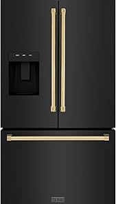 Z Line Kitchen and Bath ZLINE Autograph 36 in. Black Stainless Standard Refrigerator w/Gold Handles (RSMZ-W-36-BS-G)