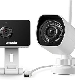 Zmodo Cameras for Home Security (Indoor & Outdoor Camera Bundle), 1080p HD, IP Camera Wireless WiFi, Motion Detection, Two-Way Talk, Night Vision, Remote View, Cloud Service, Work with Alexa/Google