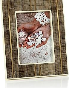 Zodax Dakar Shagrin Horn Photo Frame with Bone and Brass Inlay (5x7)