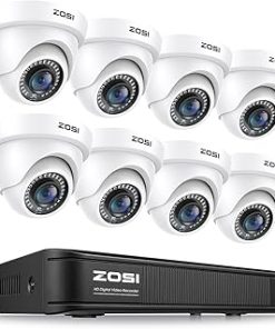 ZOSI 1080P H.265+ Home Security Camera System,5MP Lite 8 Channel Surveillance DVR and 8 x 1080p Weatherproof CCTV Dome Camera Outdoor Indoor with 80ft Night Vision, Remote Access (No Hard Drive)