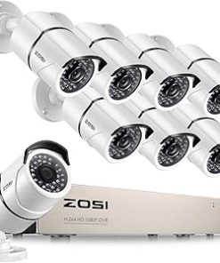 ZOSI Security Cameras System 8CH Full 1080P HD-TVI Surveillance DVR System,8pcs HD 1980TVL 1080P Weatherproof Indoor Outdoor CCTV Cameras NO Hard Drive White, 100ft IR night vision, Motion Detection