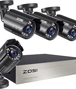 ZOSI 8CH 3K Lite Home Security Camera System Outdoor Indoor,AI Human/Vehicle Detection,Night Vision,H.265+ 8 Channel 5MP Lite Video DVR with 4pcs 1920TVL 1080P Weatherproof CCTV Cameras,(NO HDD)