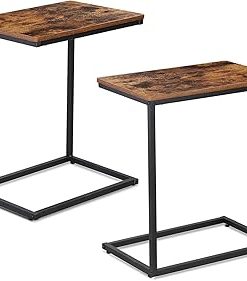 ZENY C-Shaped End Table Set of 2, Side Table for Couch, Sofa and Bed, TV Tray, Desktop C Table for Living Room, Bedroom, 13.8 x 21.7 x 25.1 Inches, Rustic Brown