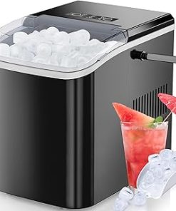 ZUNMOS Countertop Ice Maker, 9 Cubes in Only 6 Minutes, 26.5lbs Per Day, Portable Ice Machine Self-Cleaning, with Scoop Basket and Convenient Handle, for Home Kitchen Party and Office, Black
