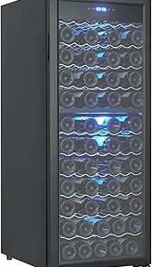Zstar 80 Bottle Wine Cooler Refrigerator, Large Freestanding Wine Cellar with Stainless Steel Reversible Glass Door, Adjustable Shelves & Digital Temperature Display, for Red White Wine, Champagne