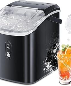 ZAFRO Portable Ice Maker Countertop with Handle,35.5Lbs/24H, 7 Mins Fast Ice Making, One-Click Operation, with Ice Basket/Ice Scoop, Black