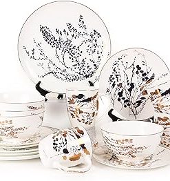 "Sandra" 57-Piece Bone China Dinnerware Set, Service for 8, Blush Pink and Gold