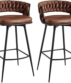 ZENY Bar Stools Set of 4, Modern PU Leather Adjustable Swivel Barstool with Back and Arms, Airlift Counter Height Chair for Kitchen Dining Pub Cafe, Black