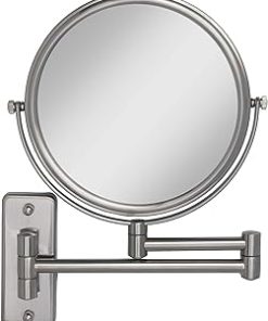 Zadro Two Sided Dual Arm Wall Mount Mirror, Satin Nickel, 5X-1X