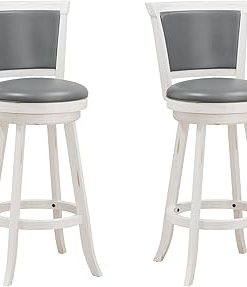 ZENY Adjustable Swivel Barstools Set of 2, Counter Height Bar Stools with Back, PU Leather Shell Back Tall Stools Set, Modern Armless Bar Chairs, Black