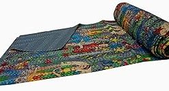 YUVANCRAFTS Indian Handmade Kantha Quilt Pure Cotton Traditional Floral Screen Print Queen Quilt Blanket Bedspreads Throw