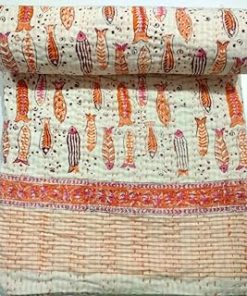 YUVANCRAFTS Indian Paisley Screen Print Kantha Quilt Handmade Pure Cotton Traditional Print Queen Quilt Blanket Bedspreads Throw