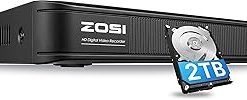 ZOSI H.265+ 1080p CCTV DVR 8 Channel, Remote Access, Motion Detection, Alert Push, Hybrid Capability 4-in-1(Analog/AHD/TVI/CVI) Security DVR Reorder for Home Surveillance Cameras (2TB HDD Included)
