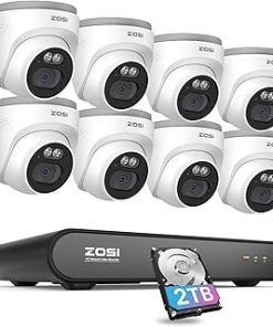 ZOSI C220 8CH 4MP QHD 2.5K PoE Home Security Camera System, 8CH 5MP 3K NVR with 2TB HDD for 24/7 Record, 8 x 4MP(1440p) Dome IP Cameras Outdoor Indoor, Smart AI Human Detection, One-Way Audio