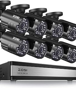 ZOSI 16CH 1080P Surveillance Cameras System Outdoor H.265+ 16Channel 1080P Security DVR Recorder and 8pcs 1080P Weatherproof Bullet Cameras,80ft Night Vision, Motion Alert,Remote Access(No HDD)