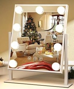 ZL ZELing Vanity Mirror with Lights,Makeup Mirror with Lights,10X Magnification,Light up Mirror with Smart Touch 3 Colors Dimmable,Mirror with Lights with 360° Rotation