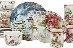 Zhehao 16 Pcs Easter Bunny Dinnerware Set Ceramics Rabbit Floral Dishware Include 10 Inch Dinner Plate 7 Inch Salad Plate 5 Inch Cereal Bowl 16 Oz Coffee Mug for 4 Guest Holiday Easter Spring Dinner