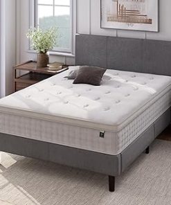 ZINUS 12 Inch Euro Top Pocket Spring Hybrid Mattress, Queen, Pressure Relief, Pocket Innersprings for Motion Isolation, Mattress in A Box