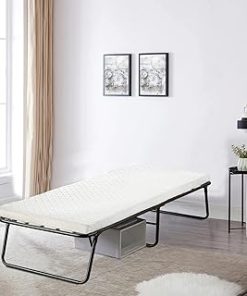 Zutan, 14” Folding Bed with Luxurious Memory Foam Mattress, Strong and Sturdy Metal Frame, Portable Guest Bed for Easy Storage, 26-Inch, White