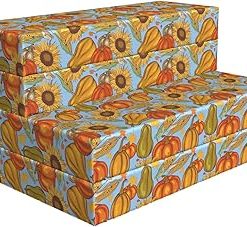 Ambesonne Harvest Foldable Mattress, Agriculture Vegetables, 74.8" X 39.4", Orange Yellow Pale Blue