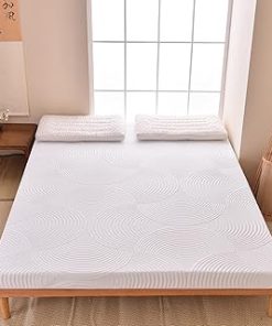 ZIQINPSQ 2.3 inch Memory Foam Mattress Cover,Gel high Resilience Foam Mattress Cover,Removable and Washable Knitted Mattress Cover. (Ripples White, California King (72" x 84"))