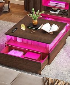 ZENY Lift Top Coffee Table with Hidden Compartment and 3 Divided Shelves Modern Furniture for Home, Living Room, Décor