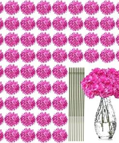 Yunsailing 100 Pcs Artificial Hydrangea Flowers Hydrangea Flower Heads with Stems Silk Faux Hydrangea Flowers for Wedding Centerpiece Fake Bouquet Home Indoor Garden Party Decoration (Pink Purple)