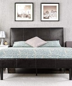 ZINUS Gerard Faux Leather Upholstered Platform Bed Frame, Mattress Foundation, Wood Slat Support, No Box Spring Needed, Easy Assembly, Full