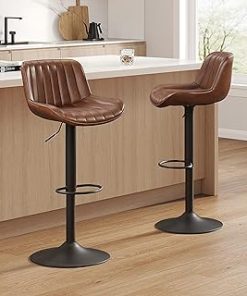 ZHENGHAO Modern Velvet Swivel Bar Stools Set of 2 Hollow Back, Adjustable Counter Height Bar Stools with Arms, Upholstered Kitchen Island Dining Chairs with Chrome Footrest for Pub Bar (Beige)