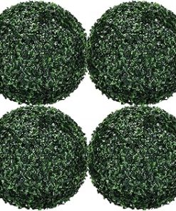 Yunlly 4 Pcs 14.2 Inch 3 Layers Outdoor Artificial Plant Topiary Ball UV Resistant Faux Boxwood Plants Outdoor Decorative Balls for Backyard, Balcony, Garden, Wedding and Home Decor